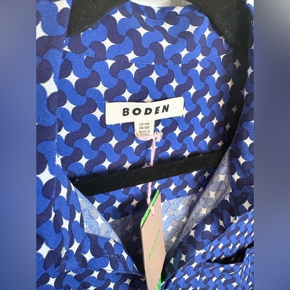 Boden Pocket Detail Shirt Dress | Mazarine Blue Terrace Swirl | Size 12R | NWT - Picture 5 of 13